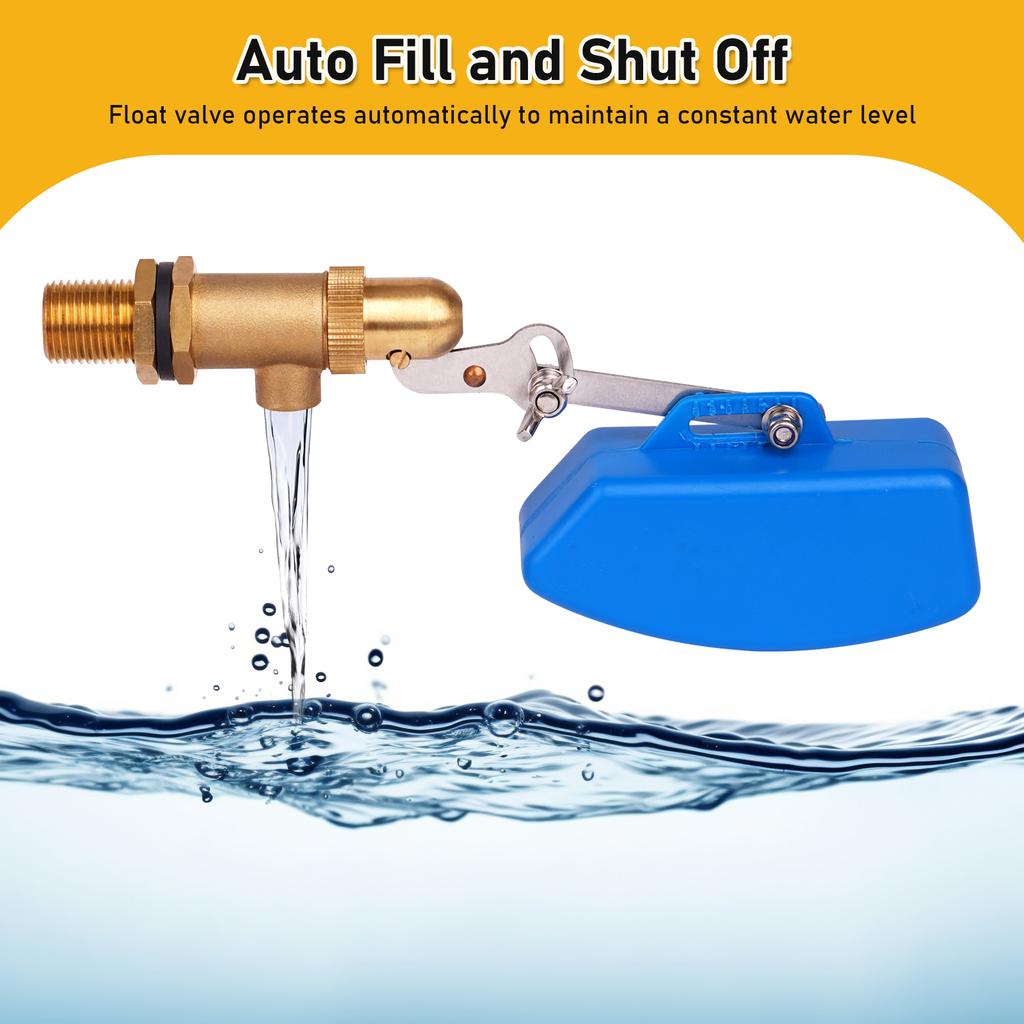 1/2" Brass Float Valve With Adapter and Tape Water Tank Floating Ball Valve Flow Control Cistern/Expansion Tanks