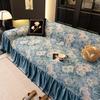 Sofa Cover Ruffle Blue Reversible Thick 2/3/4 Seater Couch All Season Stretchable Slipcover Protector Living Room Couch Blanket