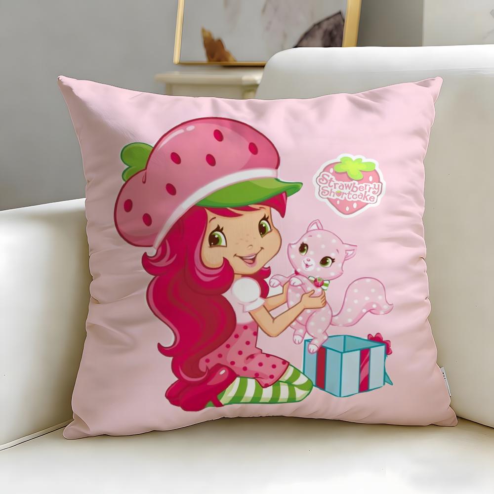 Classic Cartoon Strawberry Shortcake Cushion Cover Soft EasyWash Pillow Case Versatile for Couch Bed Travel and Office