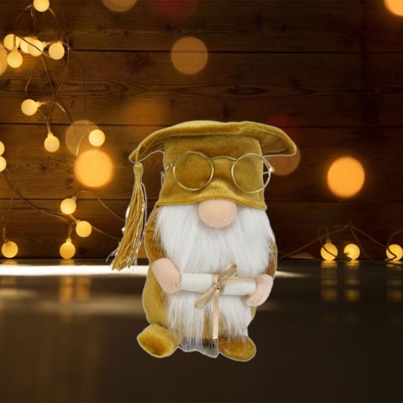 Graduation Season Gnome Scholarly Doctorial Hat Decorative Hat Face less Doll Decorations for Holiday Party Decorations