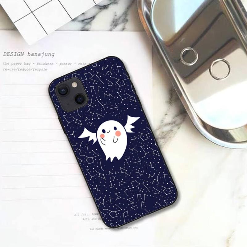 Cute Ghost Spooky Phone Case For IPhone 13 12 11 XS X 8 7 6 Plus Mini Pro Max SE 2022 Soft Black Phone Cover