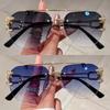 2 Pairs Per Set Rimless Pilot Sunglasses Fashion Gradient Double Bridge Sun Glasses Trendy Luxury Brand Designer Outdoor Shades