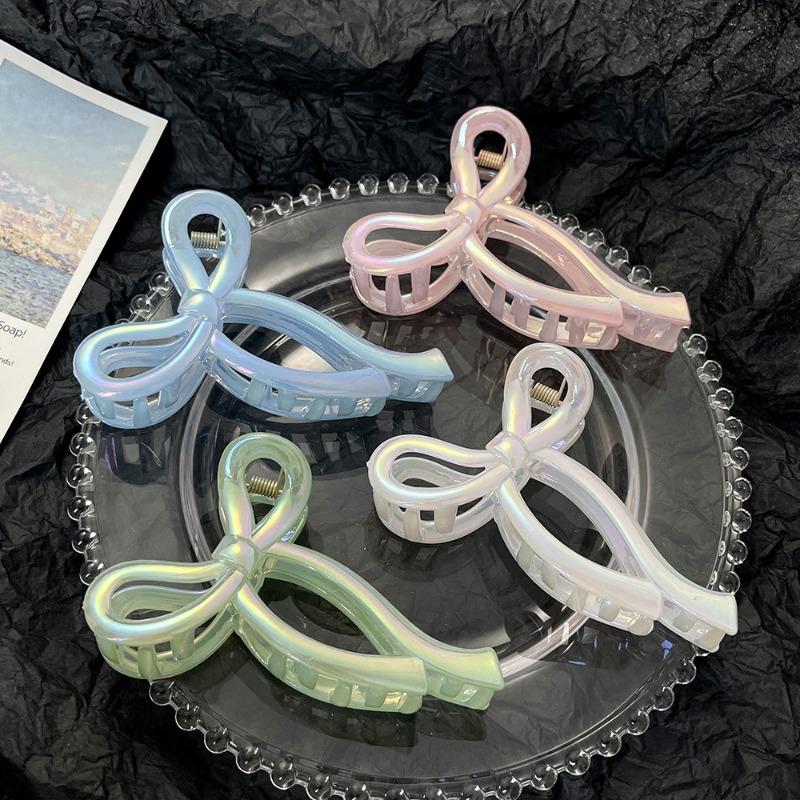 Bow Transparent Hair Clip Women's Jelly Color Shark Clip Dazzling Fashion Hair Accessories