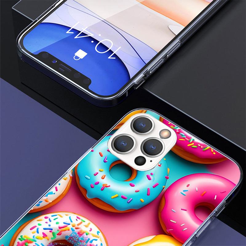 Macaron Ice Cream Cake Doughnut Phone Case For iPhone 17 Air 16 Pro Max 16E 15 + 14 Plus 11 12 13 Mini 7 8 SE Gift Print Cover F