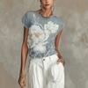 New European and American summer flower print short-sleeved t-shirt top