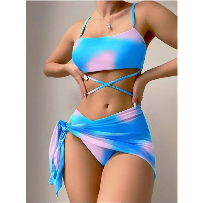 Sexy Women Brazilian Swimsuit Push Up Bra Bikini Set 3 Piece Swim Suit Skirt Swimwear Beachwear Bathing Maillot De Bain Femme