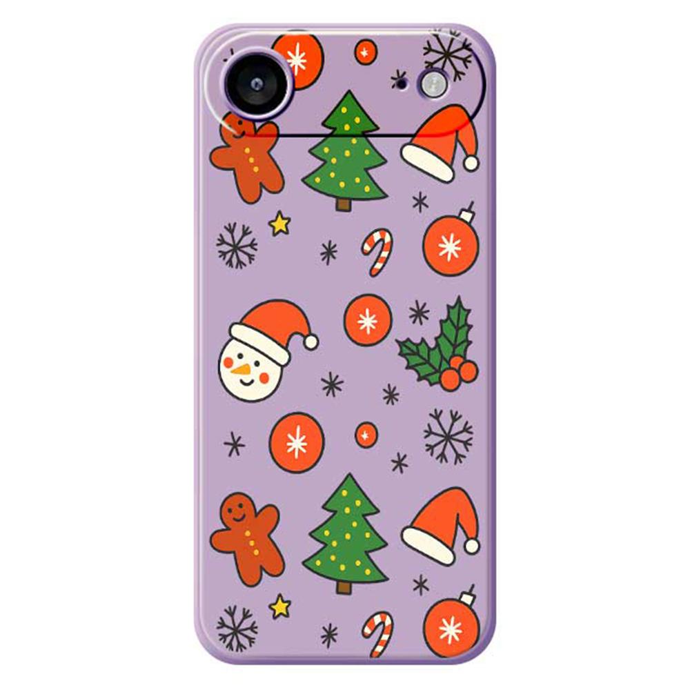

For iPhone 17 Air Case Lovely Christmas Pattern Printing Straight Edge TPU Phone Back Cover Purple