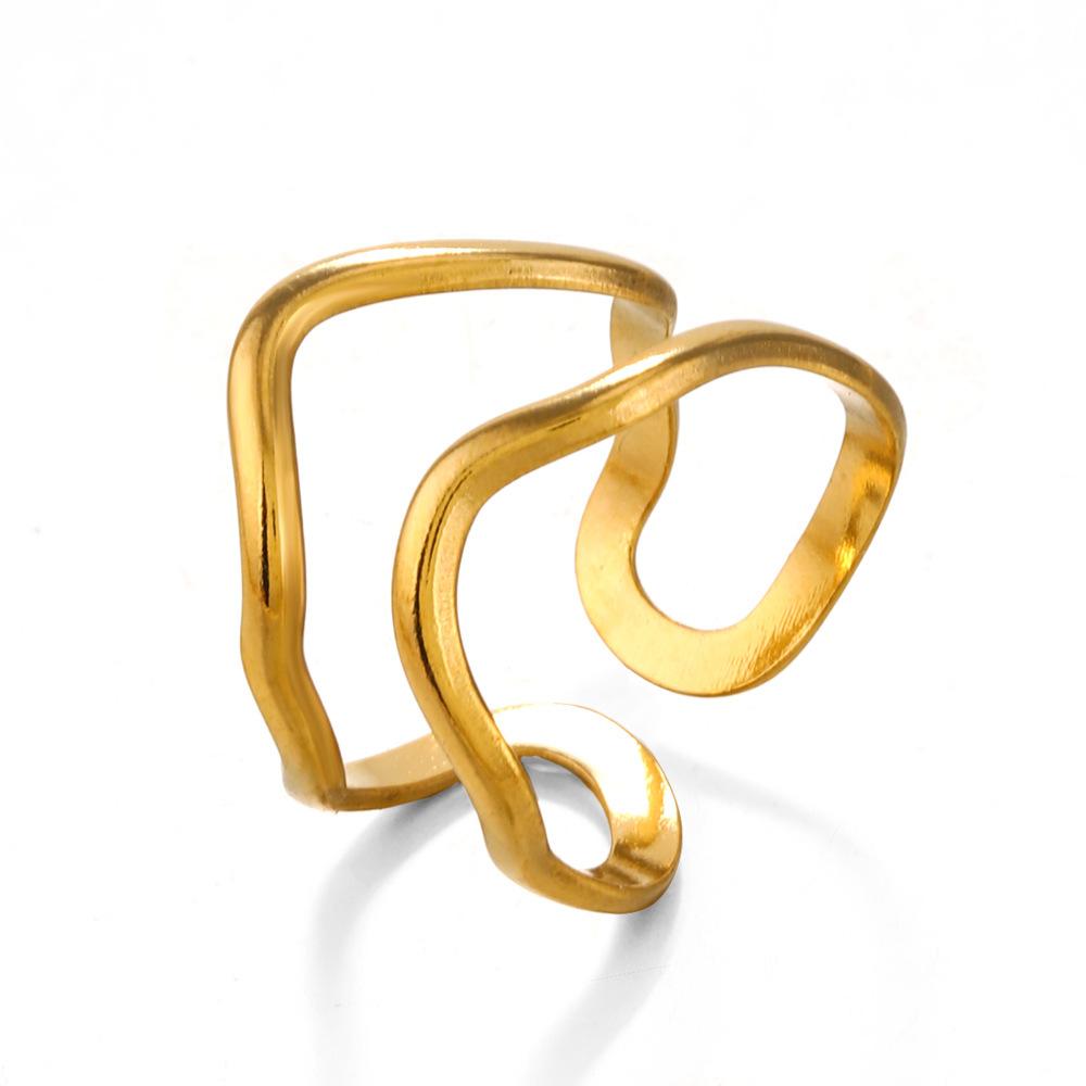 Yori Metal Geometric Unique Stainless Steel Adjustable Ring PVD Plated Daily Young Charm Jewelry Wholesale