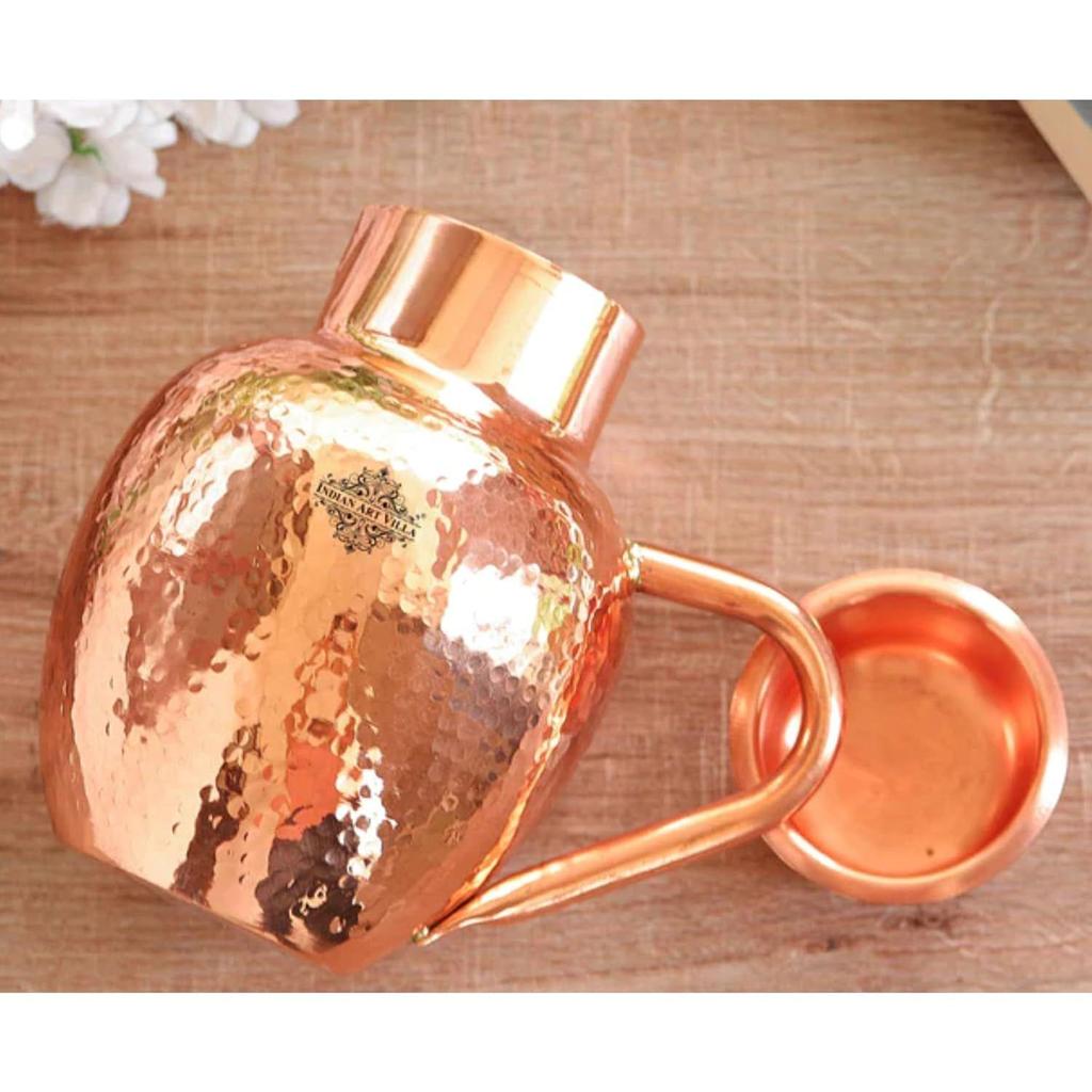 100 % REINES Kupfer Wasserkrug Gehämmert Krug Für Ayurveda Gesundheitliche Vo... EUR 25,98