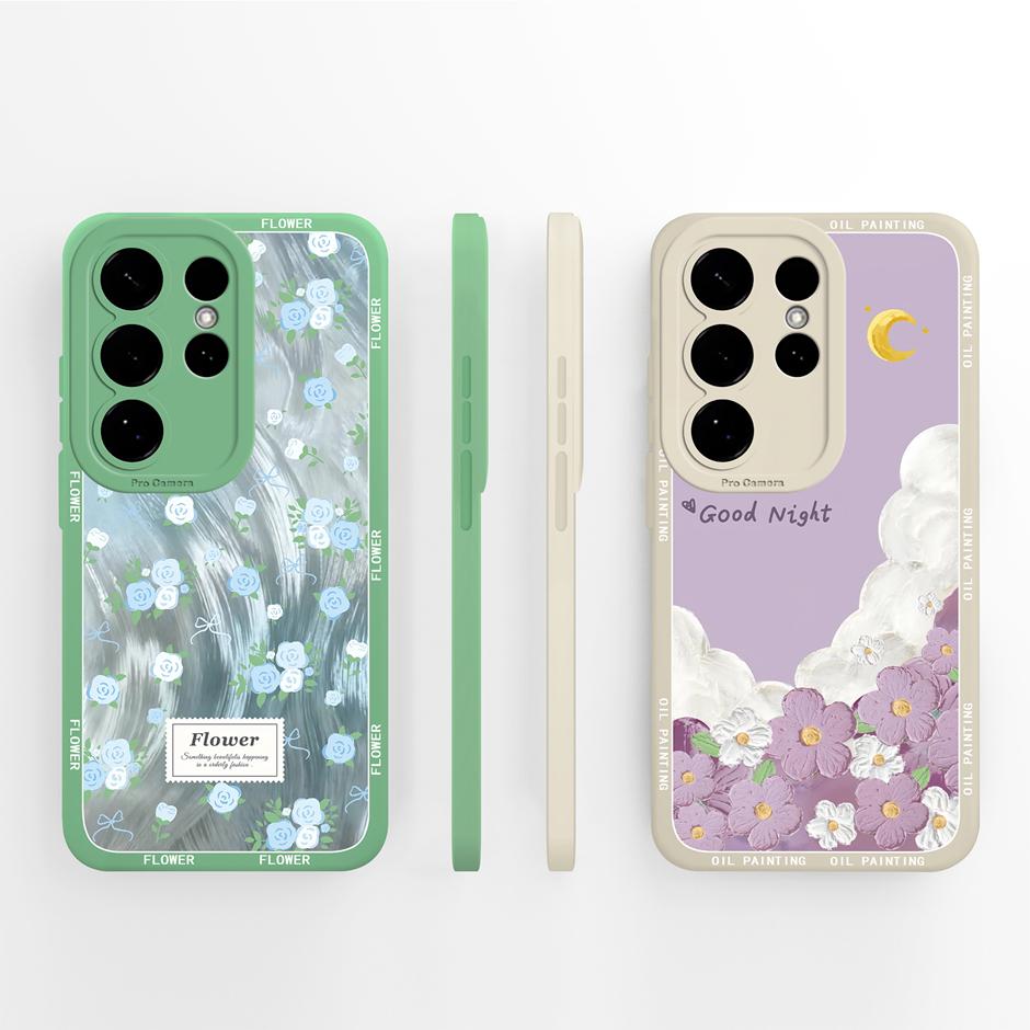 Case For Samsung Galaxy S26 Plus Ultra Pretty Flowers Liquid Silicone Protective Cover For SamsungS26Plus GalaxyS26 Ultra Fundas