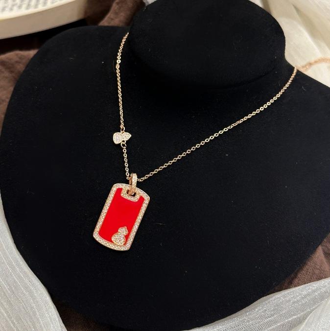 High quality full diamond gourd no matter brand square brand pendant necklace collarbone chain
