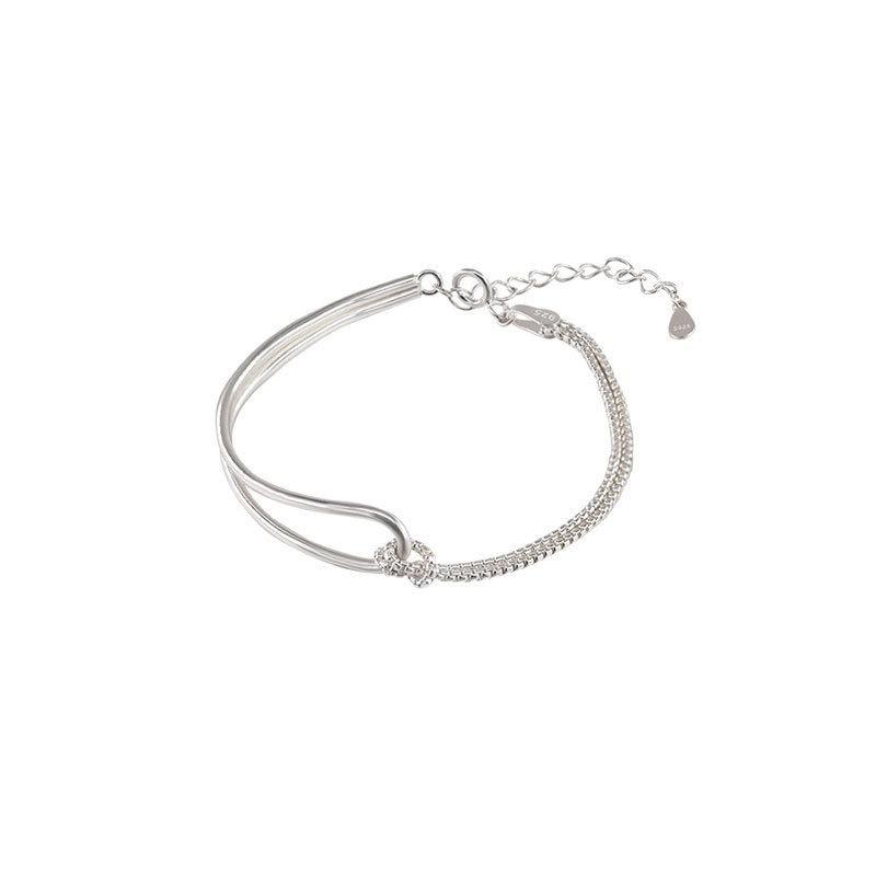 S925 Sterling Silver Line Knotted Bracelet Women's Simple Fashion Temperament Bracelet Ins Niche Elegant Hand Jewelry