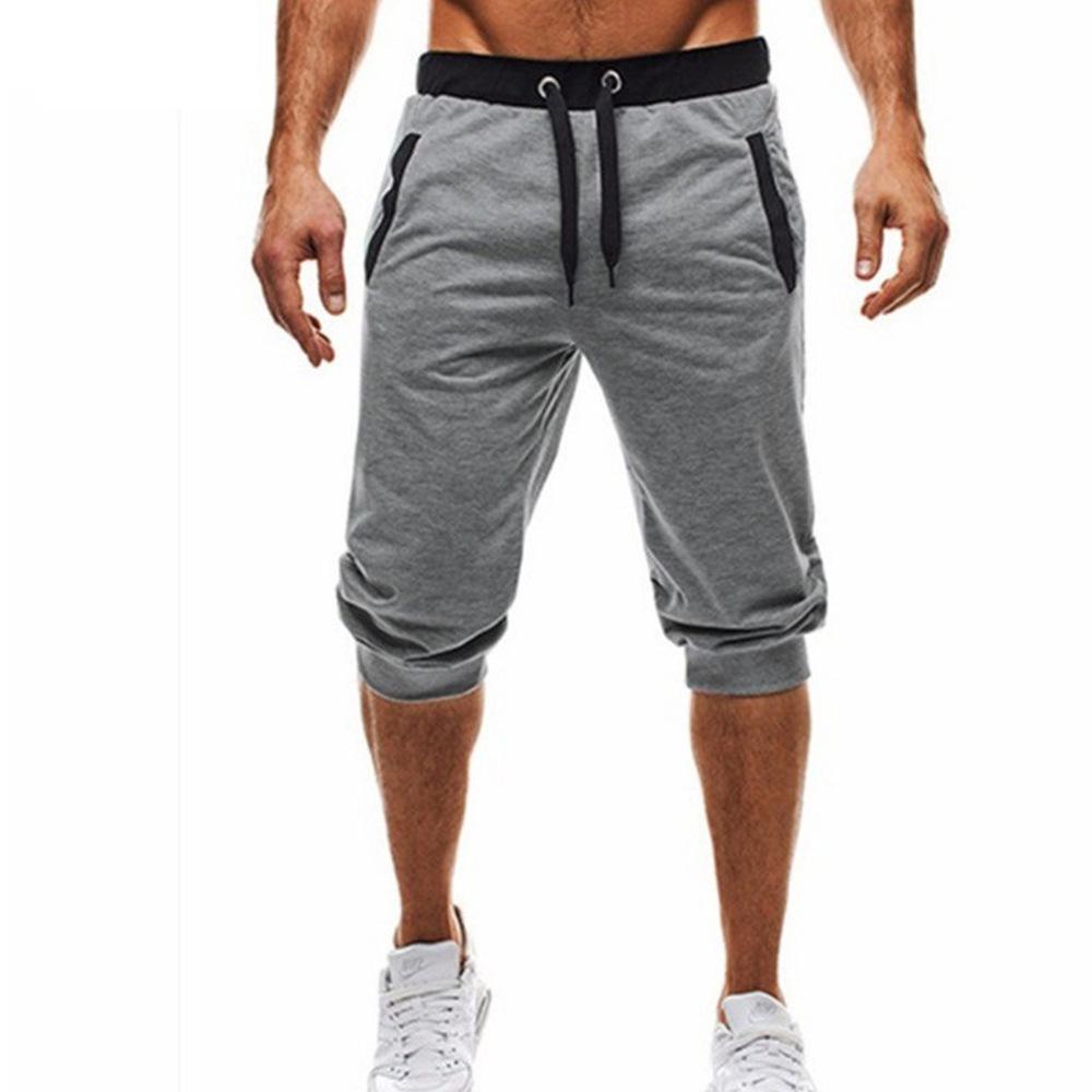 Men's Slim Fit Color Block Jogging Shorts - Trendy European/American Mid-Length with Customizable Logo