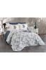 Palm Chenille Bedspread Set 245x255, Bed Sheet 240x260, Cotton, Cream - Gray