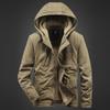 Men's Quilted Winter Hooded and Fleece Thickened Casual Sports Jacket Military Wind Jacket Storm Jacket Cargo Quilted Jacket