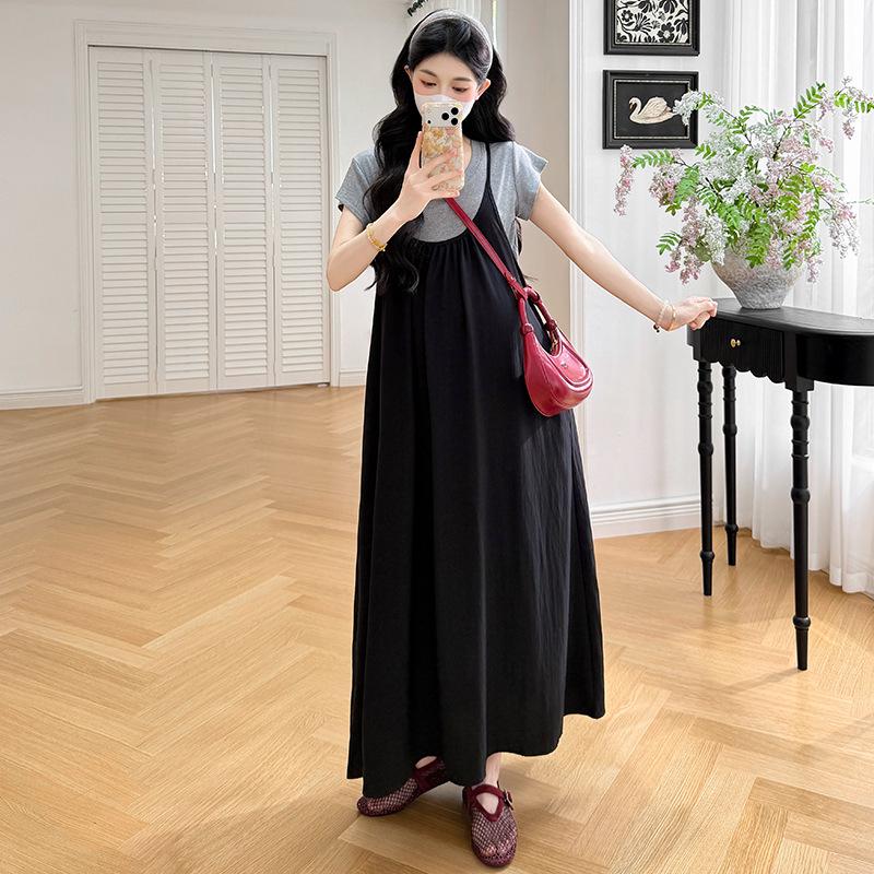 2026 Summer Maternity Set: Casual Short Sleeve Camisole & Skirt Two-Piece