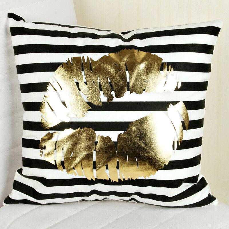 Luxurious Gold Shining Printed Cotton Throw Pillow Case For Elegant Home Decor