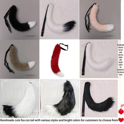 Handmade Cosplay Cat Tail & Cute Fox Accessory Set - Japanese Neko Musume Tie-up Prop