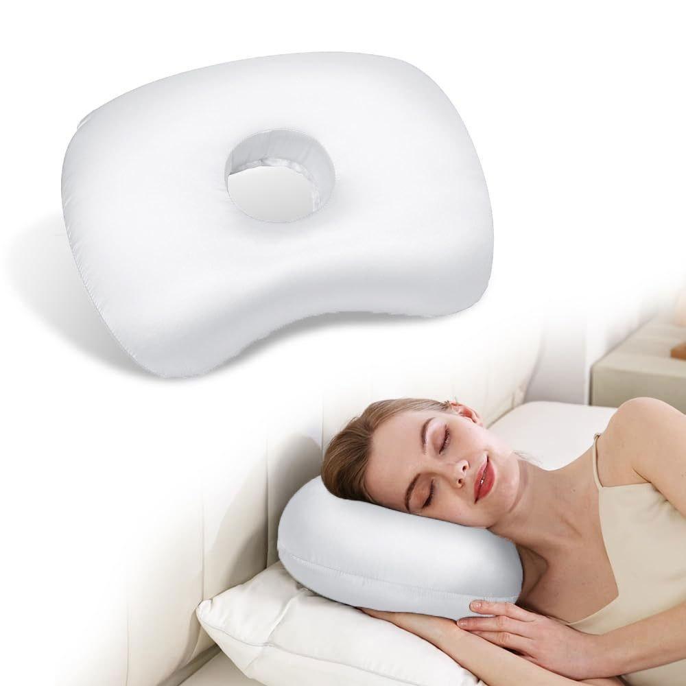 Cotton Filling Ear Piercing Pillow Ergonomic Breathable Pillow with Ear Hole Portable Comfortable Earring Pillow
