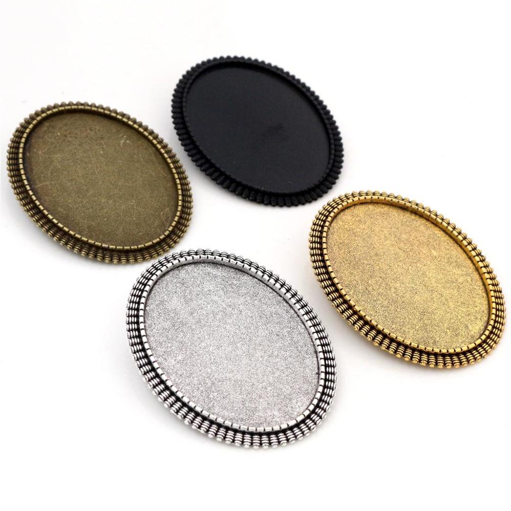 New Fashion 5pcs 30x40mm Inner Size Antique Silver Plated Gold Color Bronze Black Pin Brooch Simple Style Base Setting Pendant