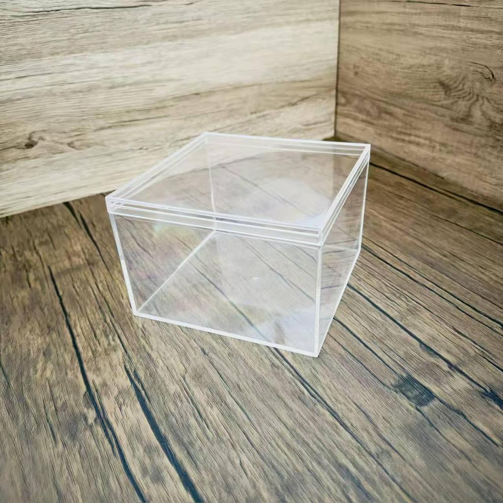 Transparent Square Acrylic Storage Box for Figures - Dustproof Food-grade Plastic, PS Wedding Candy Box with Lid