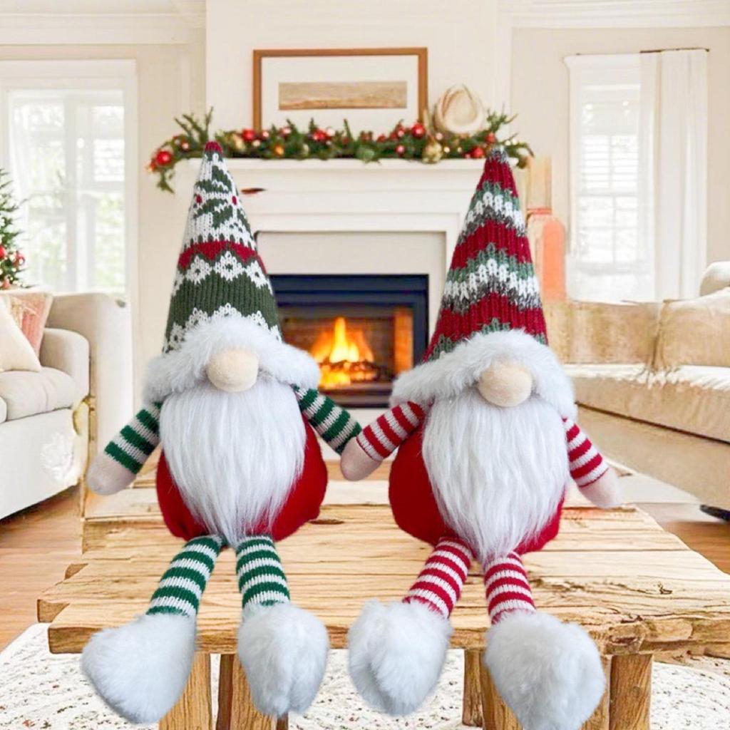 Christmas Gnome Festival Dwarf Doll Decorative Faceless Doll for Living Room Shelf Mantle Bedside Desk Counter Nightstand