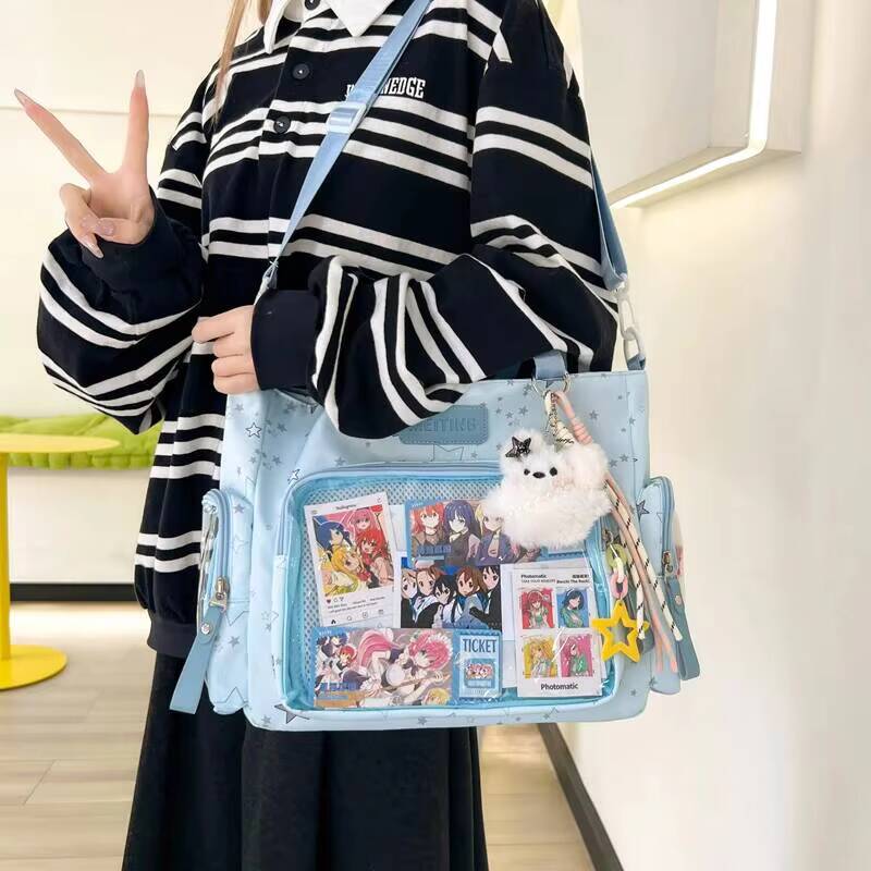 New Y2K Cute Star Comic Ita Bag Women's Fashion Shoulder Bags Lolita Girl Transparent Tote Bag DIY Display Crossbody Bag Handbag