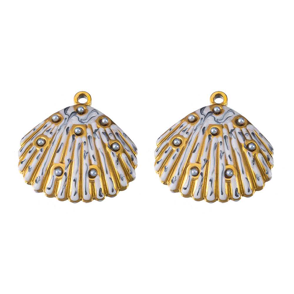 2pcs Punk Black Enamel Stainless Steel Pendant Necklace Charms Base Gold Plated Earrings Material DIY Bracelets Jewelry Findings