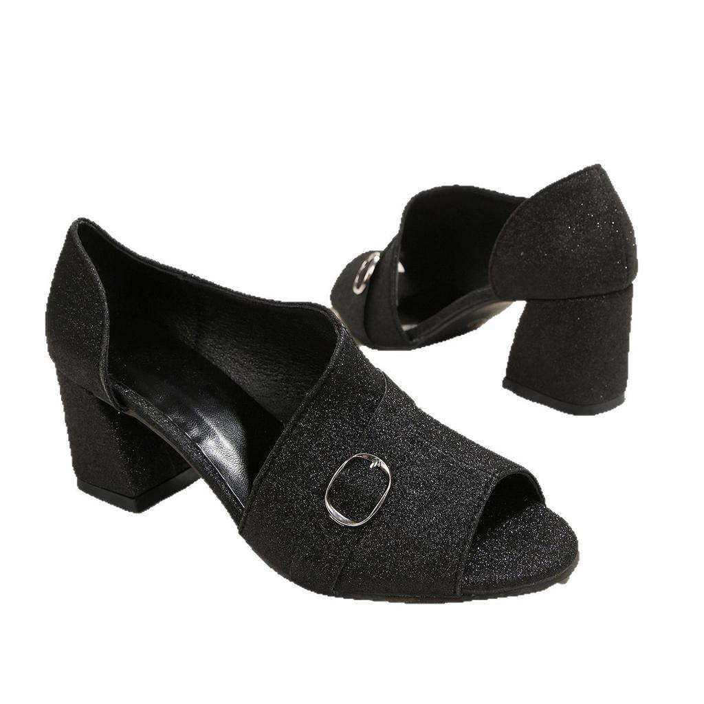 New Style Slip-on Fish-mouth Shoes for Women In Large Size with High Heels and Flip-flops Devotion