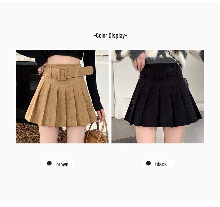 Damen Plus Size Vintage Cord High-Waist Falten Bodycon Rock für Herbst