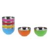 6Pcs set Color Stainless Steel Bowl Heat Insulation Salad Noodles Bowl for Home Kitchen(15cm L )