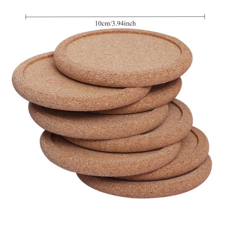 Cork Round Wooden Coasters Set Coffee Cup Mat Drink Tea Pad Placemats Wine Table Mats Decor  (No Box)