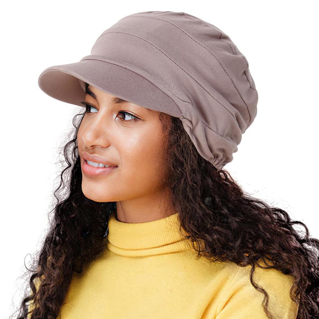 Solid Color Versatile Travel Headscarf Hat with Multicolor Brim