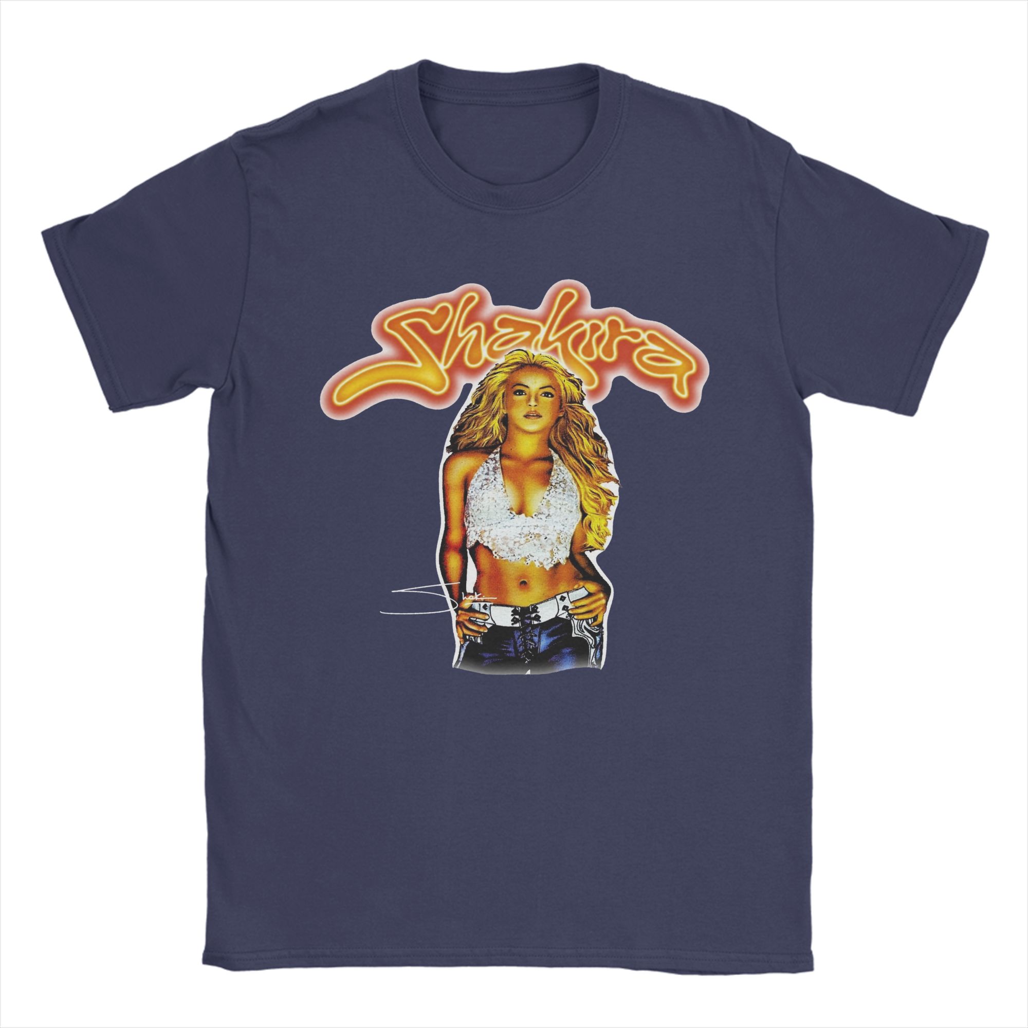 

Singer Shakira Men T Shirt Vintage Tees Short Sleeve Crew Neck T-Shirts Cotton Plus Size Tops XL