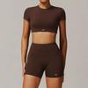 Oiob Yoga Clothes Set Women's Short Sleeve Fitness Outdoor Running Pilates Top Tight Beauty Back T-shirt With Chest Pad
