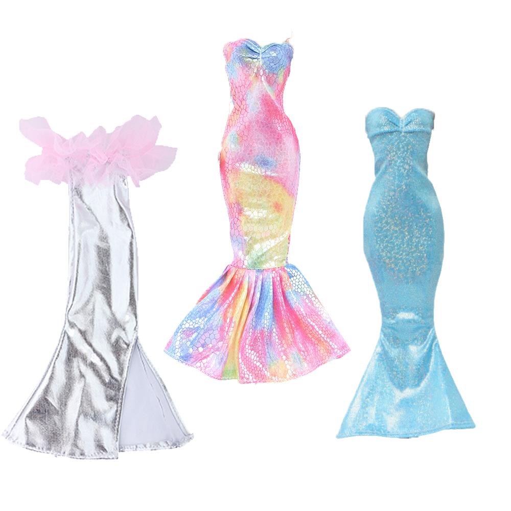 3 Set/Pack Fashion 30cm Doll Clothes High Quality Coat Fishtail Party Wear Dress Princess Gown Kids Toy Accessories Gift