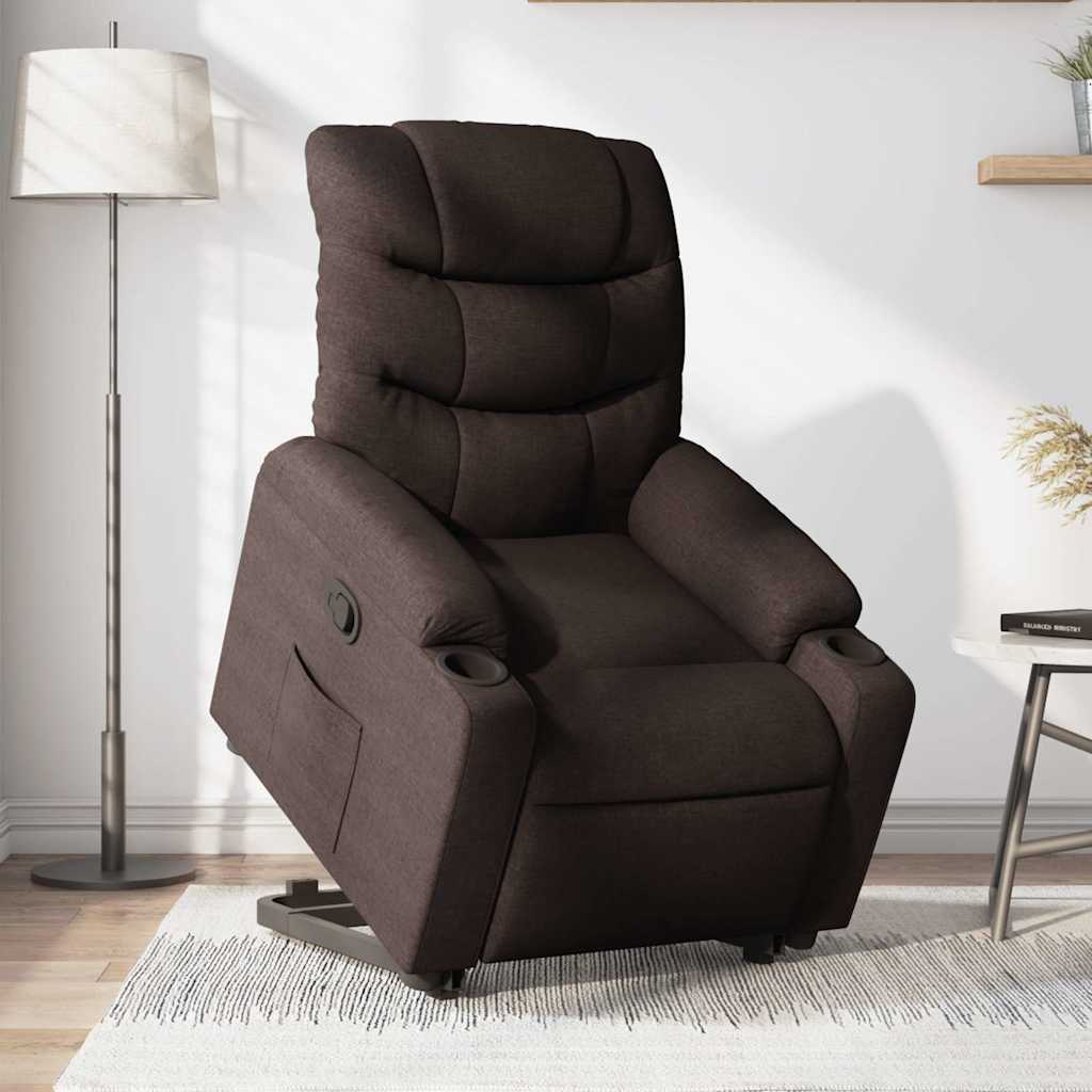 Recliner Chair with Lift Assist Dark Brown Fabric