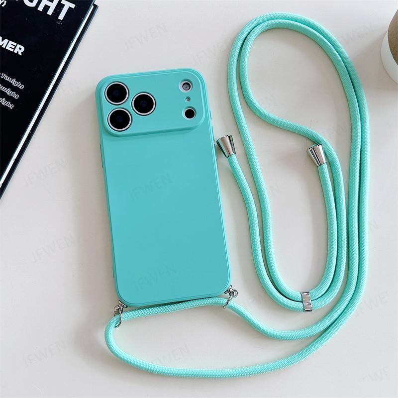 Umhängeband Einfarbige Hülle Für iphone 17 Air 16 15 14 Plus 13 Pro Max Luxus Stoßfestes Silikon Weiche TPU Rückseite