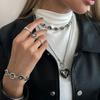 Luxury Charm Shiny Black Acrylic Diamond Choker Collarbone Necklace Bracelet Earrings Rings for Women Jewelry Accessories Gift