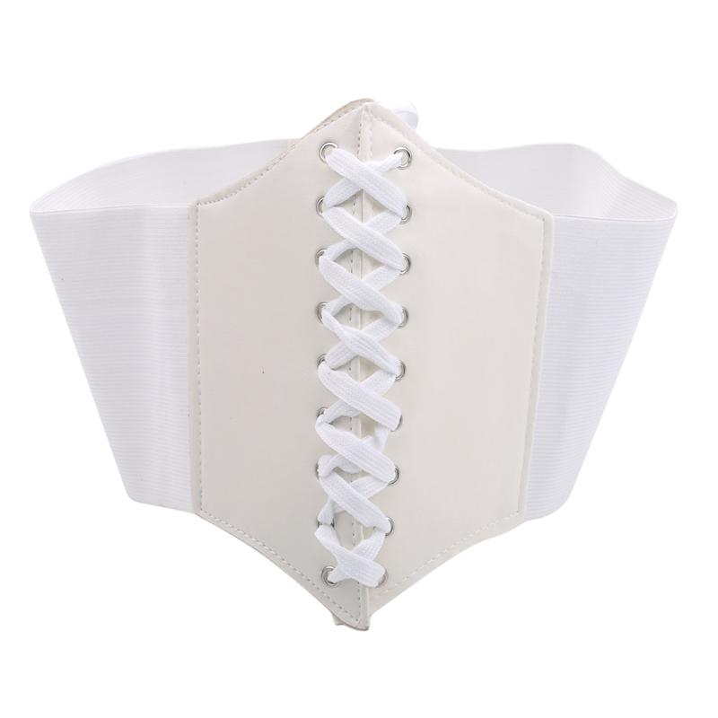 Women Vintage Embroidered Corset Belt Elastic Waistband Girdle Rivet Decor Bandaged Dress Accessory