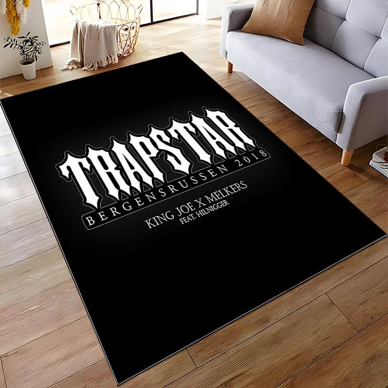 Trapstar Bergenrussen King Joe Wordmark Black Rug, Black Drill Streetwear Style Design, Cozy Floor Decor, Soft Touch, and All Seasons Gift