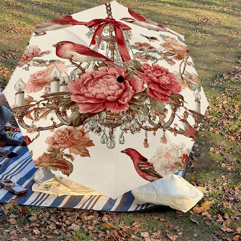 1PC Chandelier Flowers Umbrella-8-Rib Reinforced, Automatic Open, Lightweight & Durable, Cute Fashion Accessory for Outdoor-P65