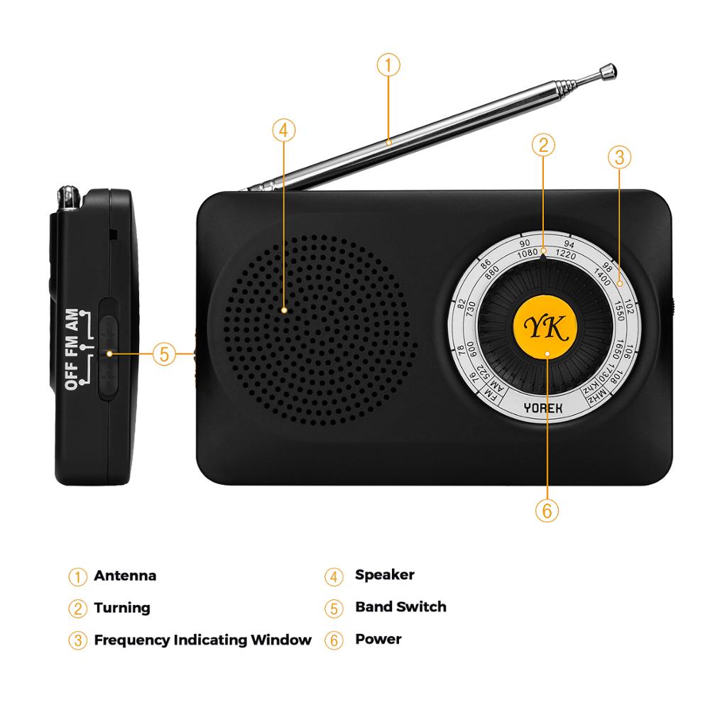 Taschenradios, batteriebetriebenes AM-FM-Radio mit Lautsprecher, tragbares Transistorradio zum Wandern, Camping