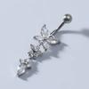 Unique Zircon Butterfly Belly Button Ring Long Chain Stainless Steel Body Piercing Jewelry Elegant Curved Barbell