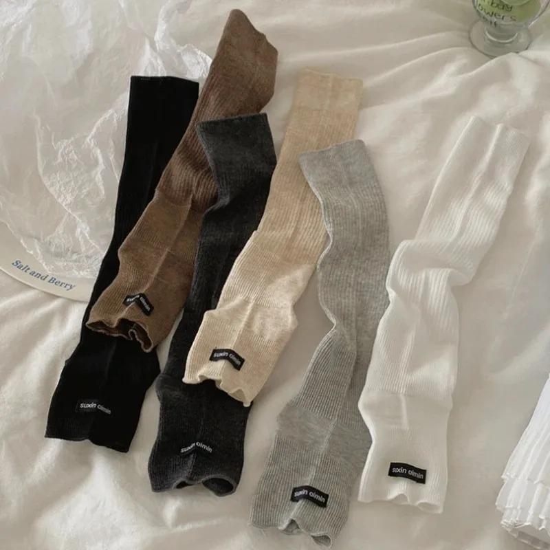 Knitted Cotton Leg Warmers Women Knee Half-length Long Socks Soft Breathable Plush Lolita Harajuku Schoolgirl Comfort Calf Socks