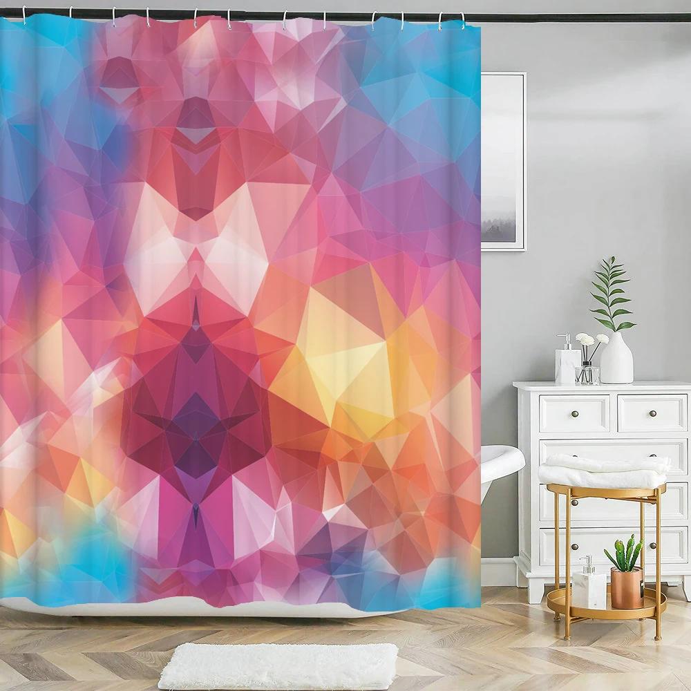 Modern Art Style Marble Printing Shower Curtain Waterproof Polyester Fabric Bathroom Curtains Geometric Pattern Decor Curtains