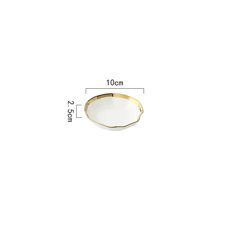 Nordic Golden Stroke Ceramic Plate Light Luxury Black White Pasta Steak Dinner Plates Dessert Dishes Soup Bowls Home Tableware