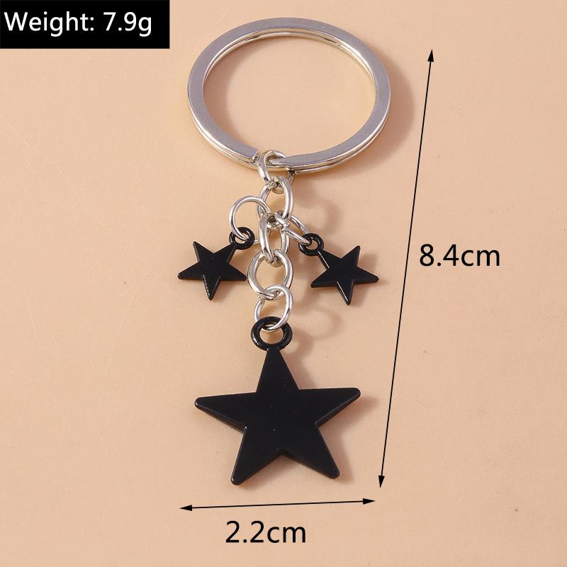 Cute Alloy Star Keychain Metal Keyring Pendants for Car Key Holder Handbag Decor Charms DIY Jewelry Accessories