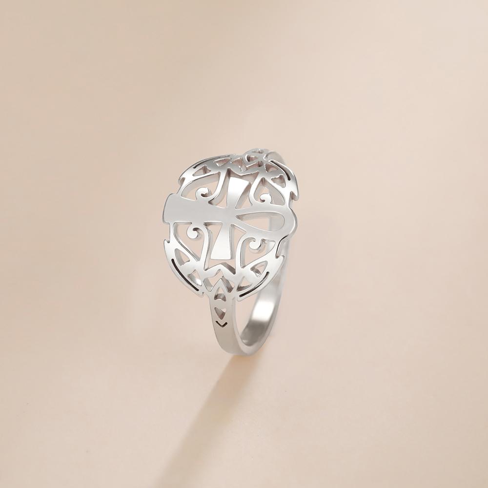 Dawapara Egyptian Ankh Cross and Eye of Horus Elegant Ring Stainless Steel Wedding Band Religious Gift