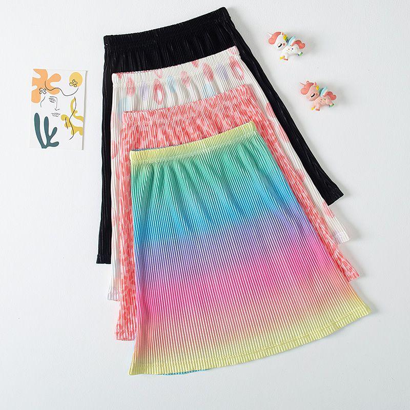 Girls' Half Length Skirt Summer New Style Girls' Versatile Short Skirt Mid To Large Children's Summer Dress Pleated Skirt